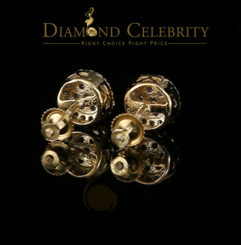 DiamondCelebritees  925 Sterling Yellow Silver 0.88ct Cubic Zirconia Round Women's Stud Earrings