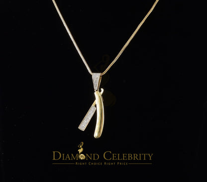 DiamondCelebritees  Real 0.33ct Diamond Sterling Silver Fashion EDGE RAZOR Charm Yellow Pendant