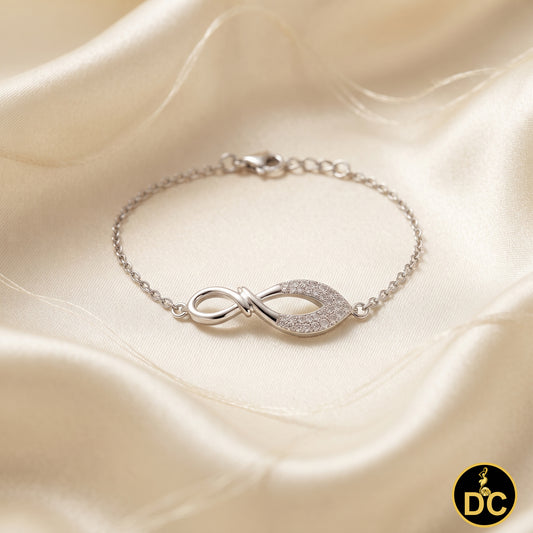 Diamondcelebritees White Sterling Silver Fashion Design Ladies Bracelet Cubic Zirconia Size 7 Inch