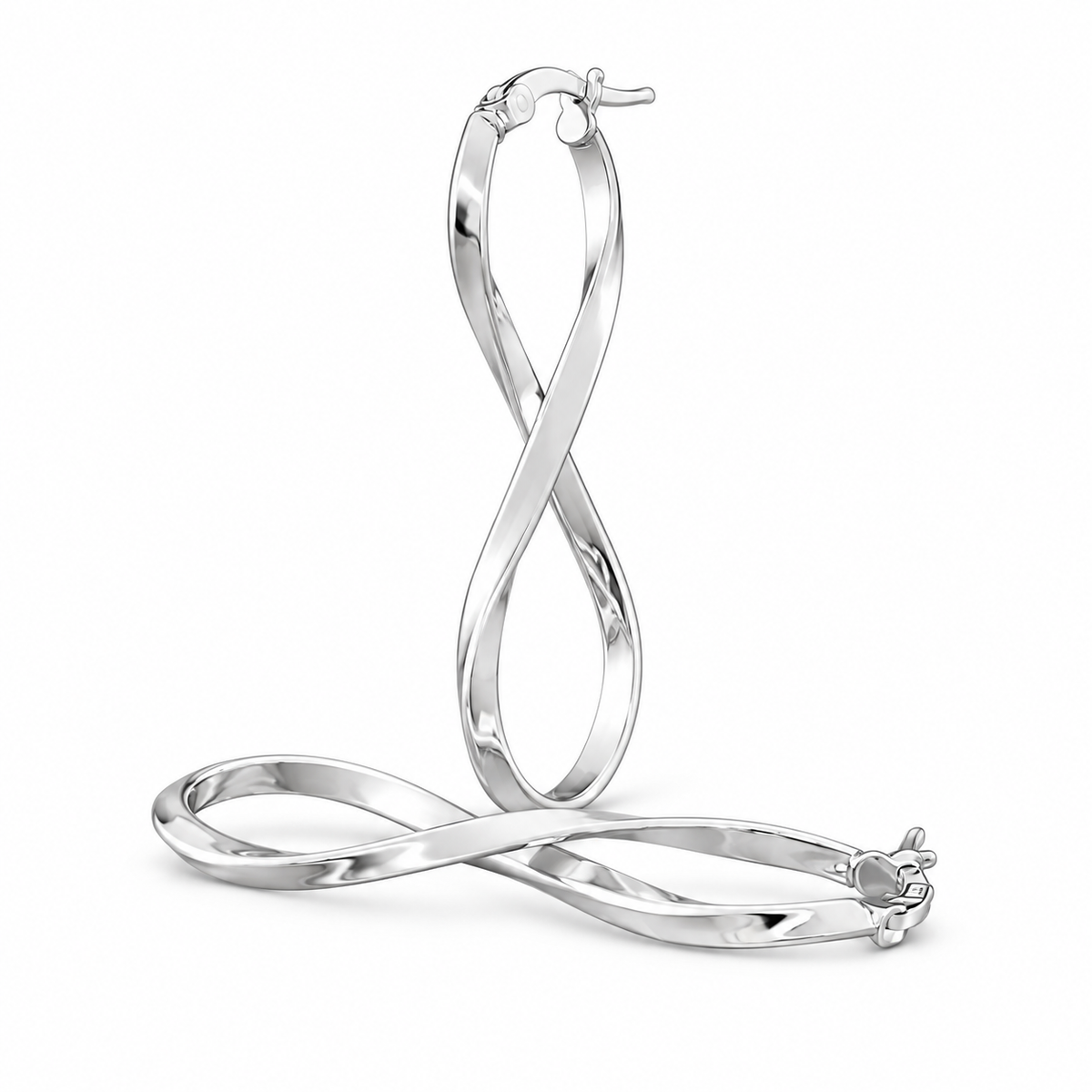 925 Silver Twisted Figure 8 Infinity symbol/crazy 8 silhouette 35mm Hoop Earring