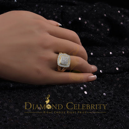 DiamondCelebritees 1.33ct Yellow Silver Square Cubic Zirconia Womens Adjustable Ring From SZ 8 to10