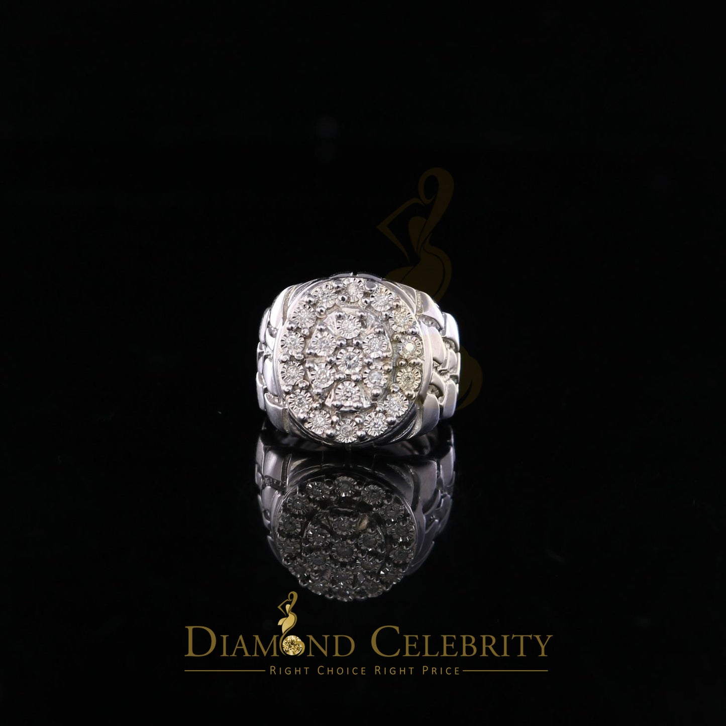 DiamondCelebritees 0.30CT Real Diamond Men's 925 Sterling Silver White Ring Size 8 Antique Design