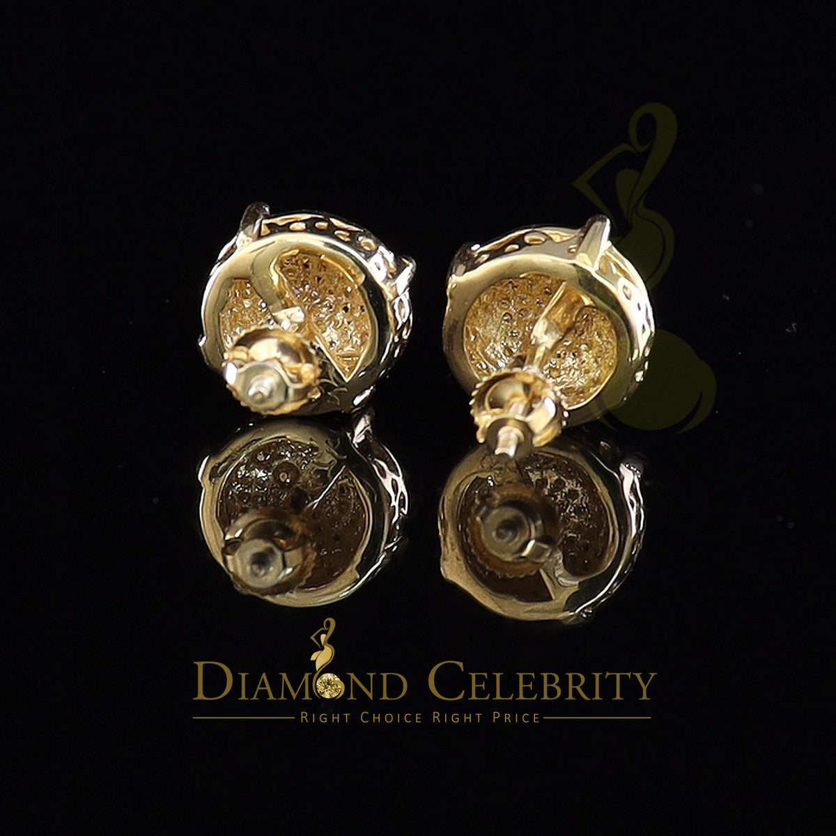 DiamondCelebritees 0.25ct Diamond 925 Sterling Silver Yellow For Men's/Women's Stud Round Earrings