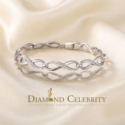 Diamondcelebritees 0.20CT Real Diamond 925 Sterling Silver White Fancy Bracelet Size 7 Inches