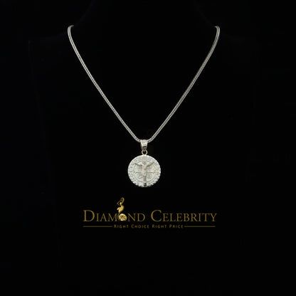 DiamondCelebritees Double Side Jesus Crusification & ST Benadict Men/Women Pendant White 925 Silver