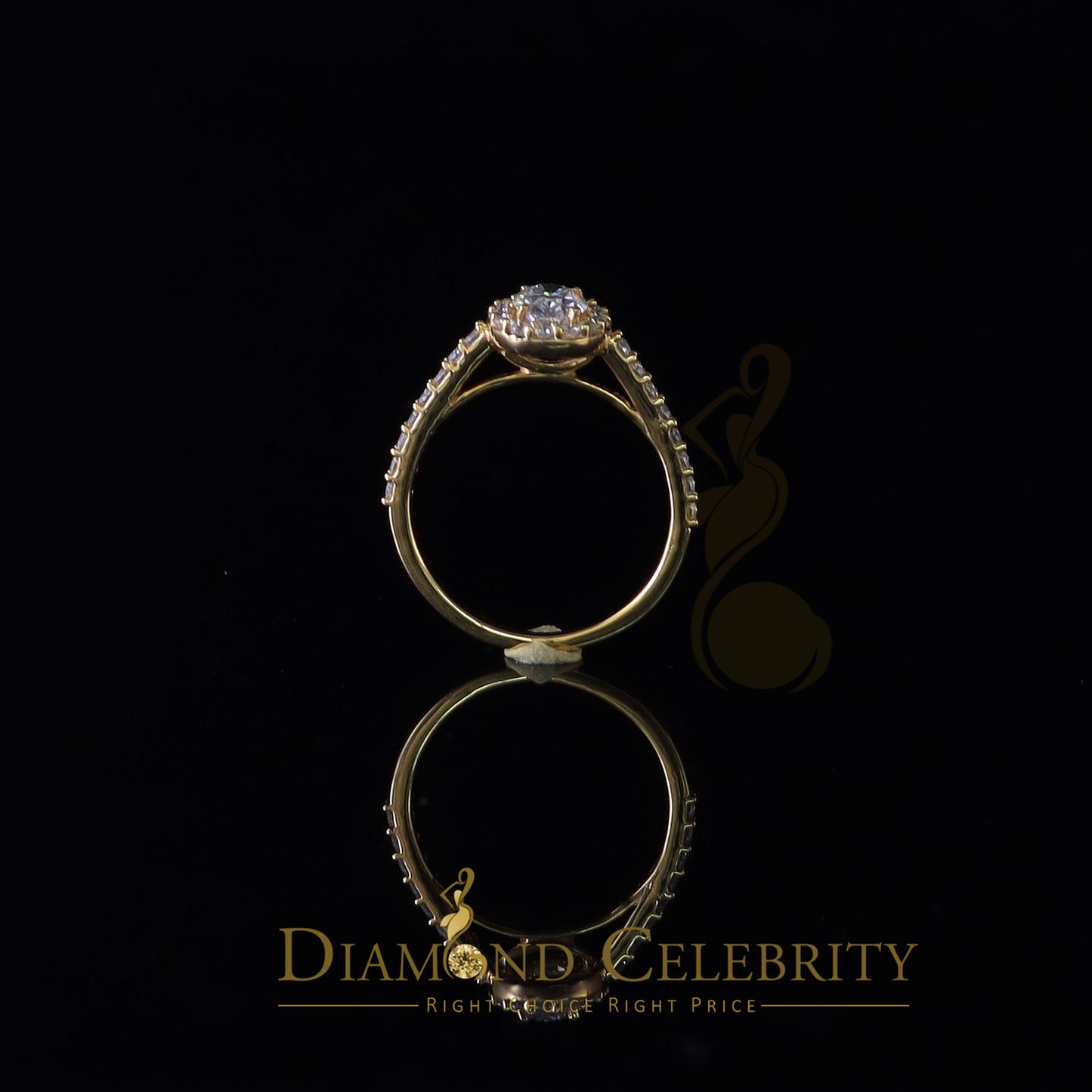 King Of Blings  10K Yellow Gold 1.50CT 'VVS' 'FL' D clr Oval Cut Moissonite Womens Ring Size 7