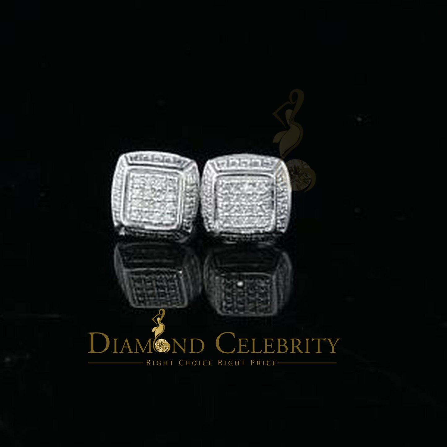 DiamondCelebritees 0.10ct Diamond Stud Earrings For Women White 925 Silver Stud For Unisex