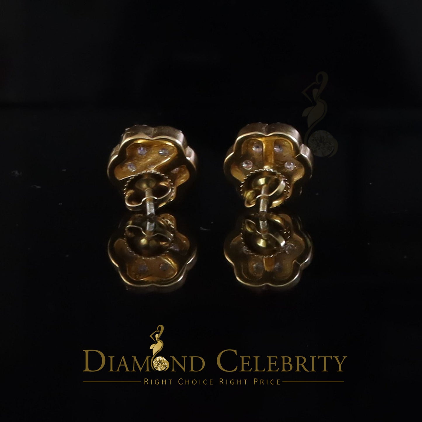 DiamondCelebritees Yellow Floral 1.50ct VVS 'D' Moissanite 925 Stud Earrings Men's/Women