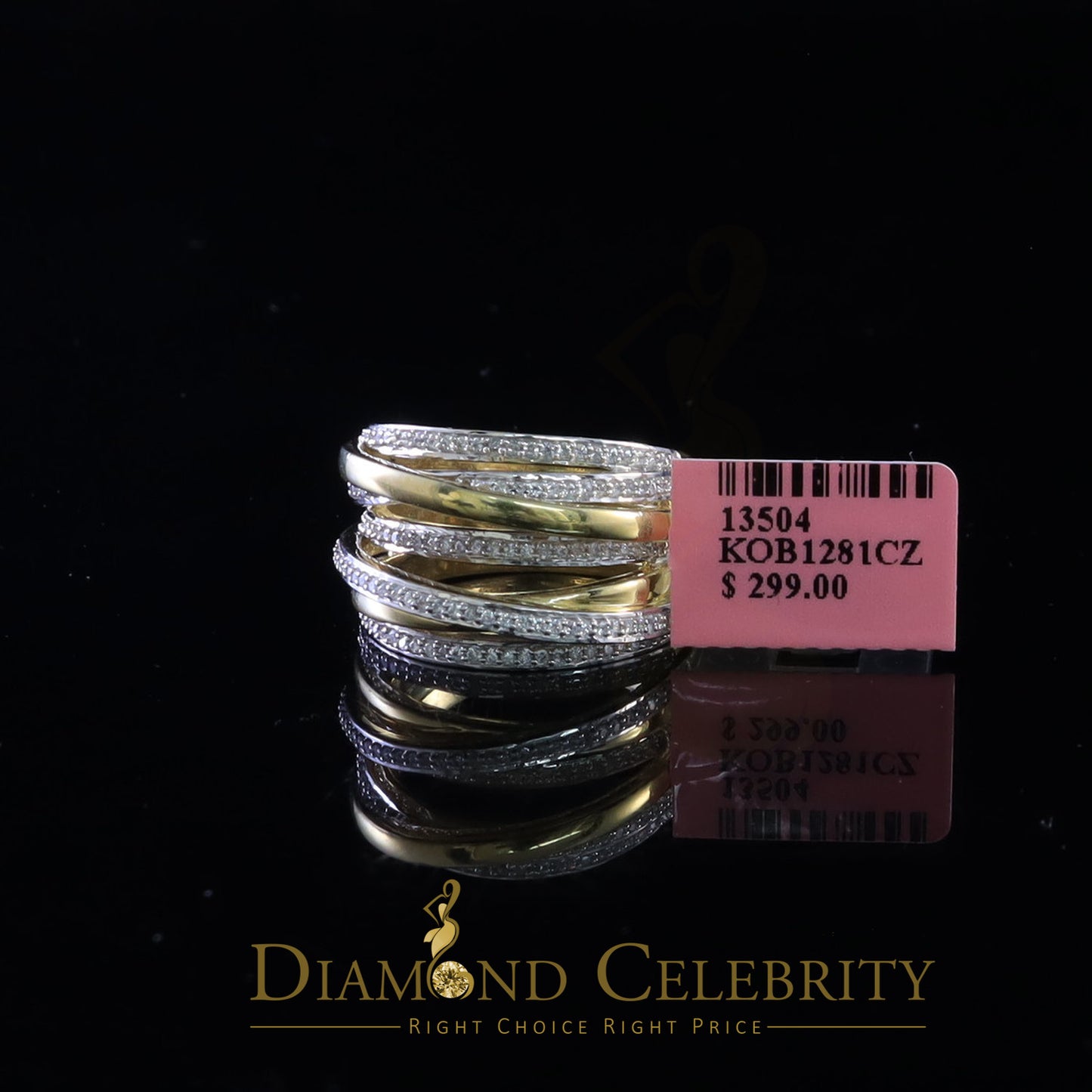 DiamondCelebritees 1.50 ct 925 Sterling Yellow Silver Cubic Zirconia Cocktail Womens Ring Size 9.5
