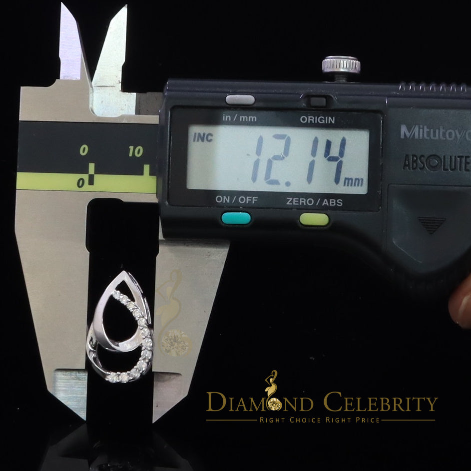 DiamondCelebritees Sterling White Silver Pear Fashion Pendant with 0.00ct Cubic Zirconia