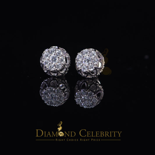 DiamondCelebritees  1.14ct Cubic Zirconia 925 White Silver Women's & Men's Hip Hop Flower Earrings