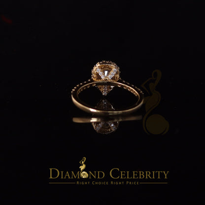King Of Blings  10K Yellow Gold 1.50CT 'VVS' 'FL' D clr Pear Cut Moissonite Womens Ring Size 7