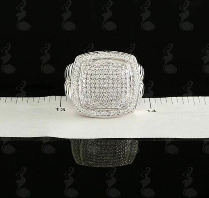 DiamondCelebritees 925 Silver White 2.00ct Cubic Zirconia Wide Square Albion Womens Ring Size 8