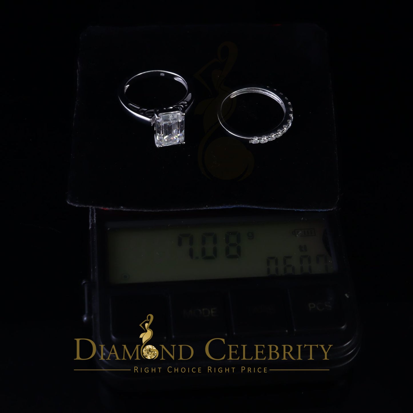DiamondCelebritees 5.00ct Moissanite White Sterling Silver Men/ Women Bridal Ring Pear Shape Size 8