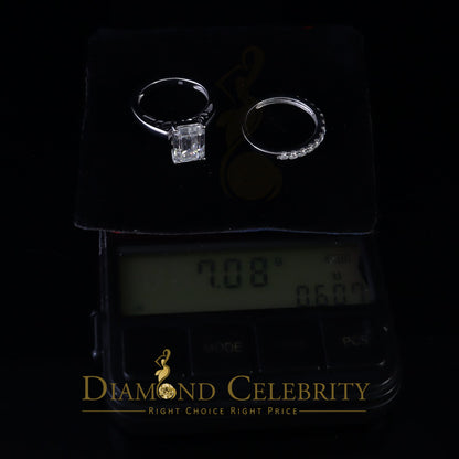 DiamondCelebritees 5.00ct Moissanite White Sterling Silver Men/ Women Bridal Ring Pear Shape Size 8