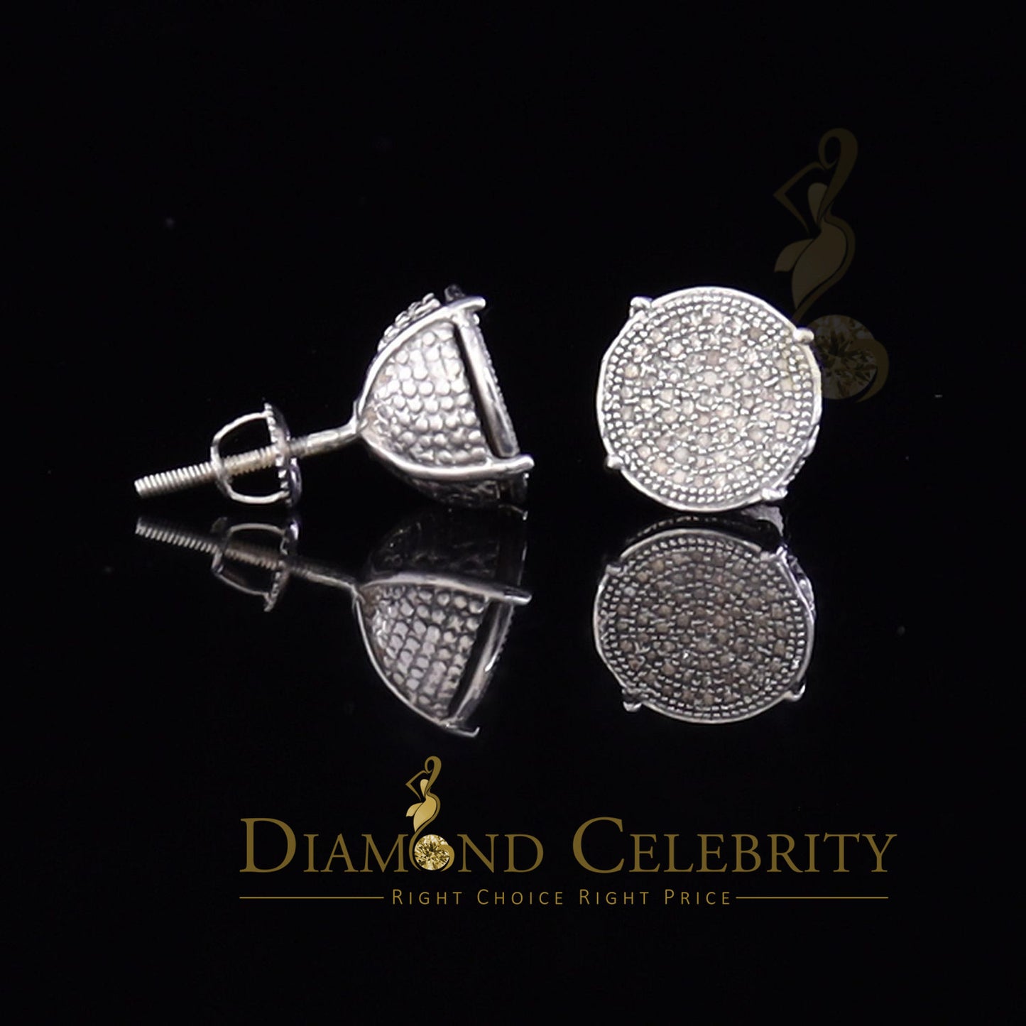 DiamondCelebritees 925 Sterling Silver 0.30ct Diamond For Women's/ Men's White Stud Round Earrings