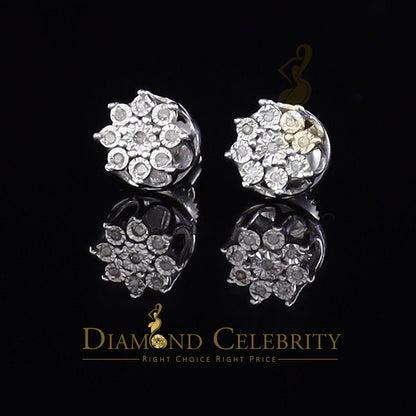 DiamondCelebritees 0.05ct Diamond 925 Sterling Silver White For Men's & Women's Floral Earrings