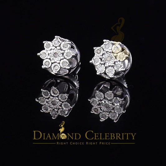 DiamondCelebritees 0.05ct Diamond 925 Sterling Silver White For Men's & Women's Floral Earrings