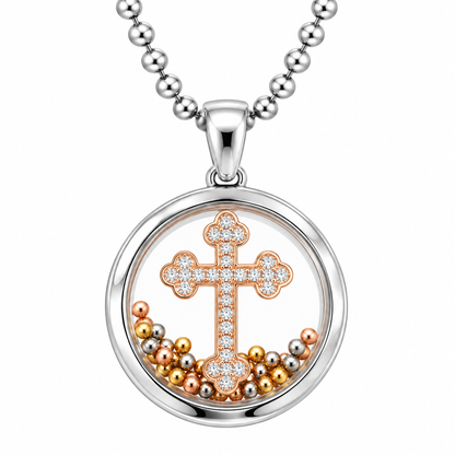 DiamondCelebritees Attractive White 925 Sterling Silver Charming Cross Pendant with Cubic Zirconia