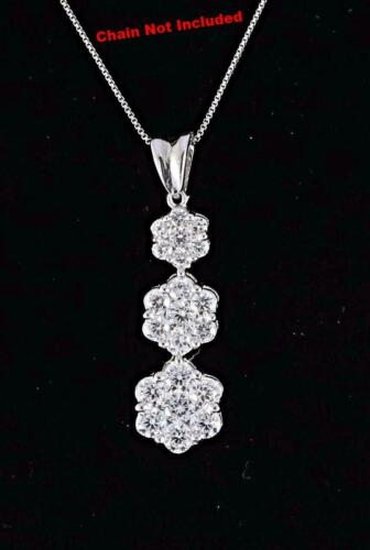 DiamondCelebritees Tripple Flower Shape White 925 Sterling Silver Pendant 5.83ct Cubic Zirconia