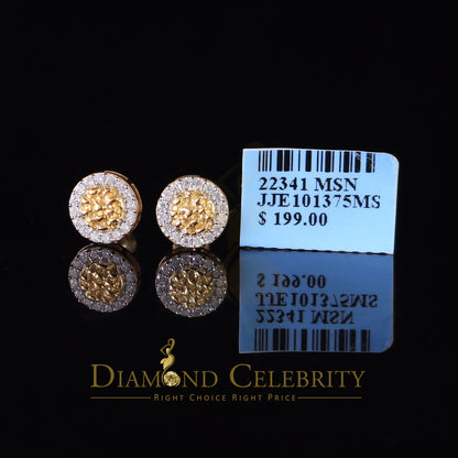 DiamondCelebritees 1.00ct Moissanite Yellow 925 Sterling Silver Women's Circle Shape Nugget Earring