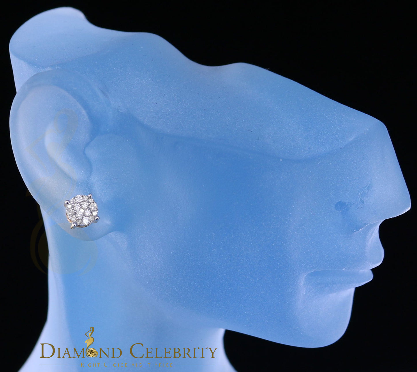DiamondCelebritees 0.50CT Real Diamond 10K Real Yellow Gold Men's/Women's Stud Round Earring