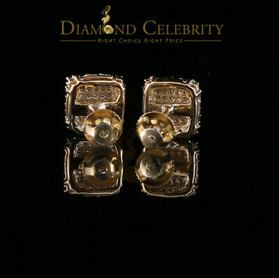 DiamondCelebritees 0.25ct Diamond 925 Silver Yellow Square Earring For Men's / Women's