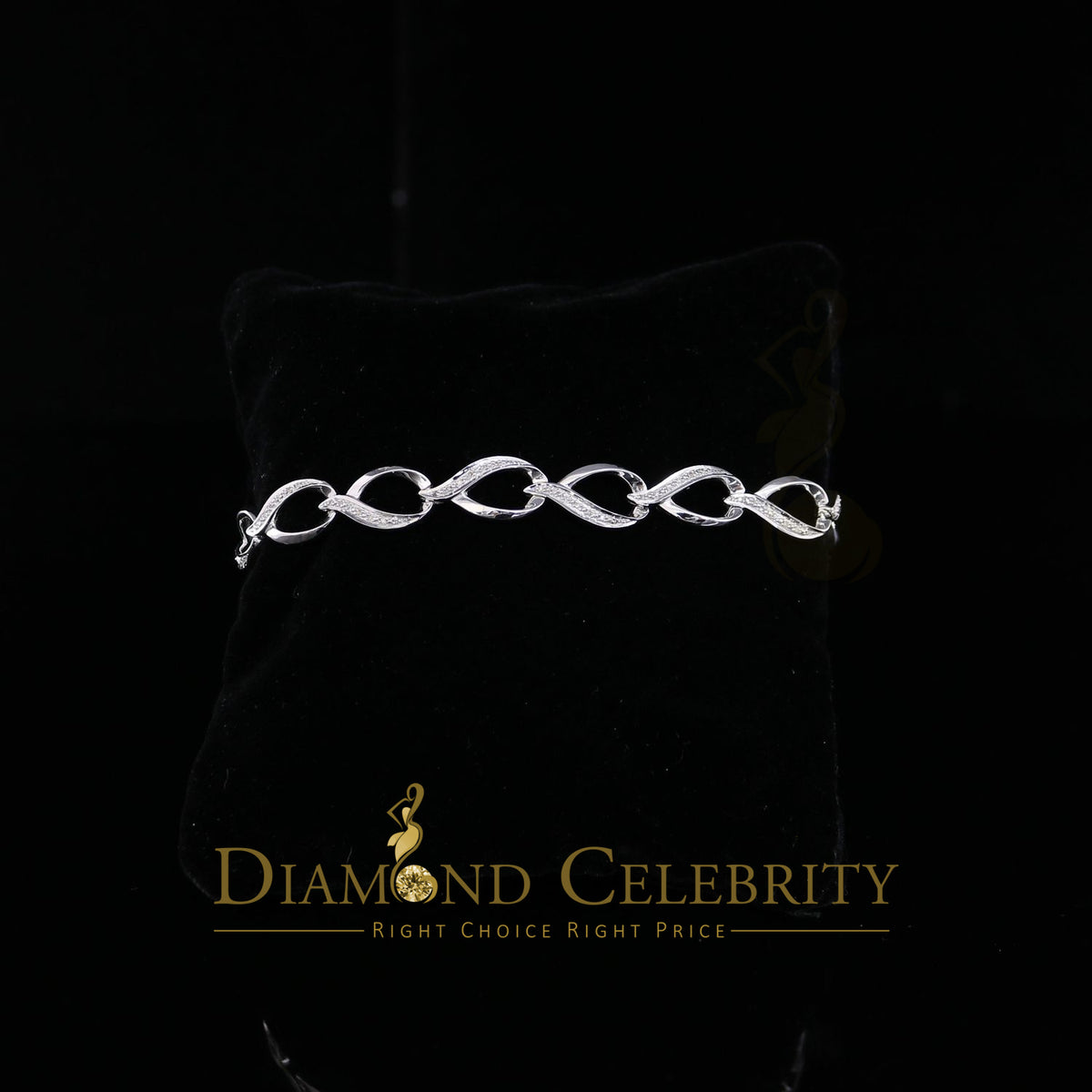 Diamondcelebritees 0.20CT Real Diamond 925 Sterling Silver White Fancy Bracelet Size 7 Inches