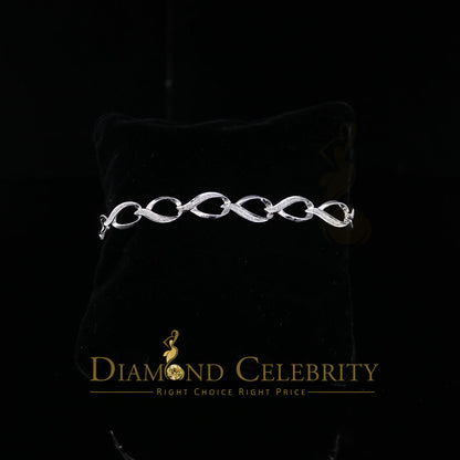 Diamondcelebritees 0.20CT Real Diamond 925 Sterling Silver White Fancy Bracelet Size 7 Inches