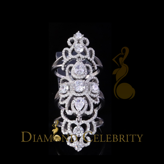 DiamondCelebritees 925 Sterling Silver 4.00ct Cubic Zirconia White Large Flower Womens Ring Size 6