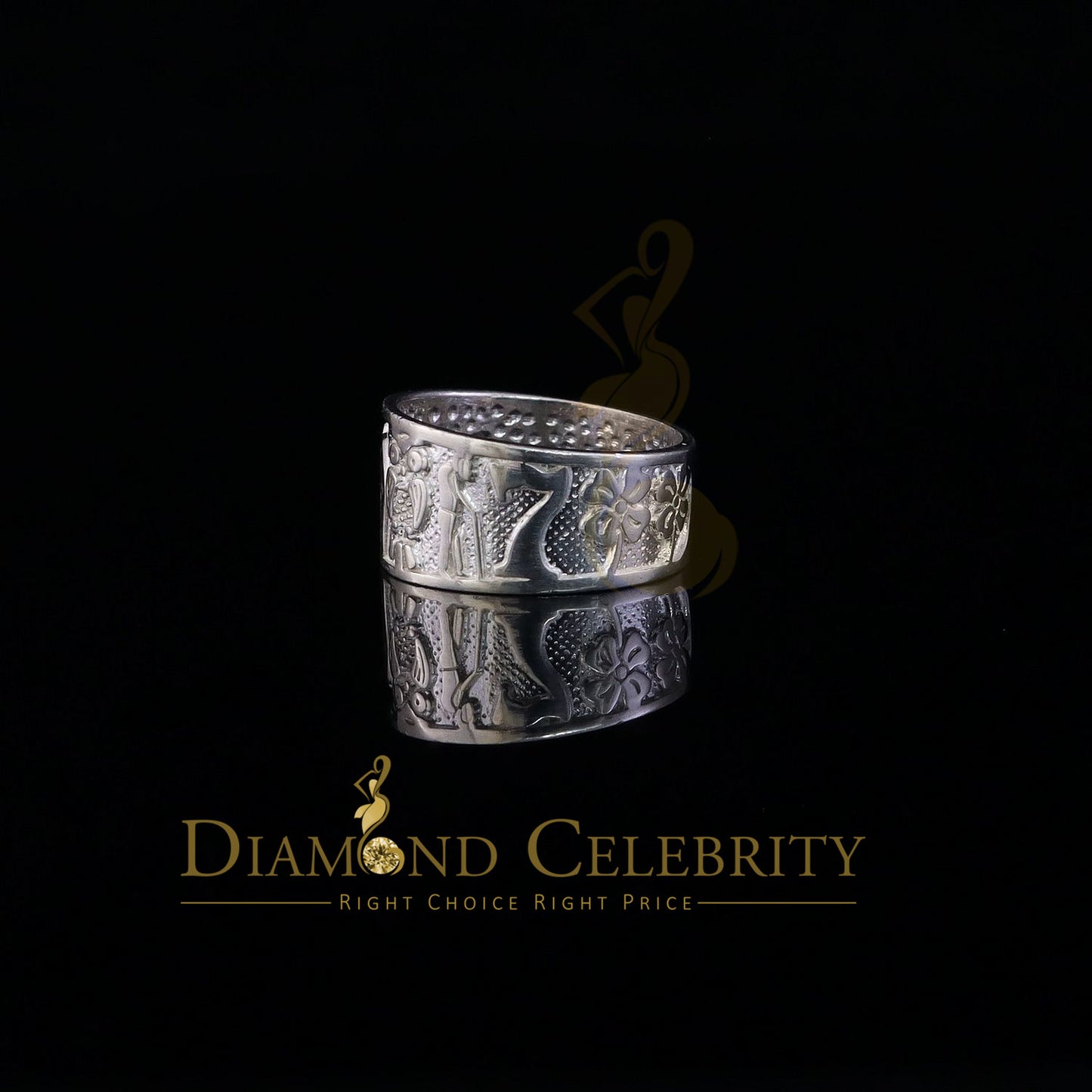 DiamondCelebritees White 925 Sterling Silver Lucky Solid Good Luck Women's Ring SZ 7