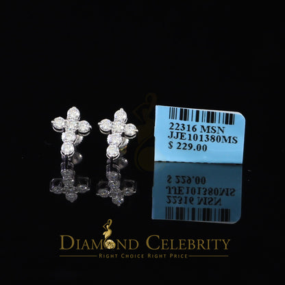 Diamondcelebritees 1.00ct Moissanite White 925 Sterling Silver Women's Cross Earrings