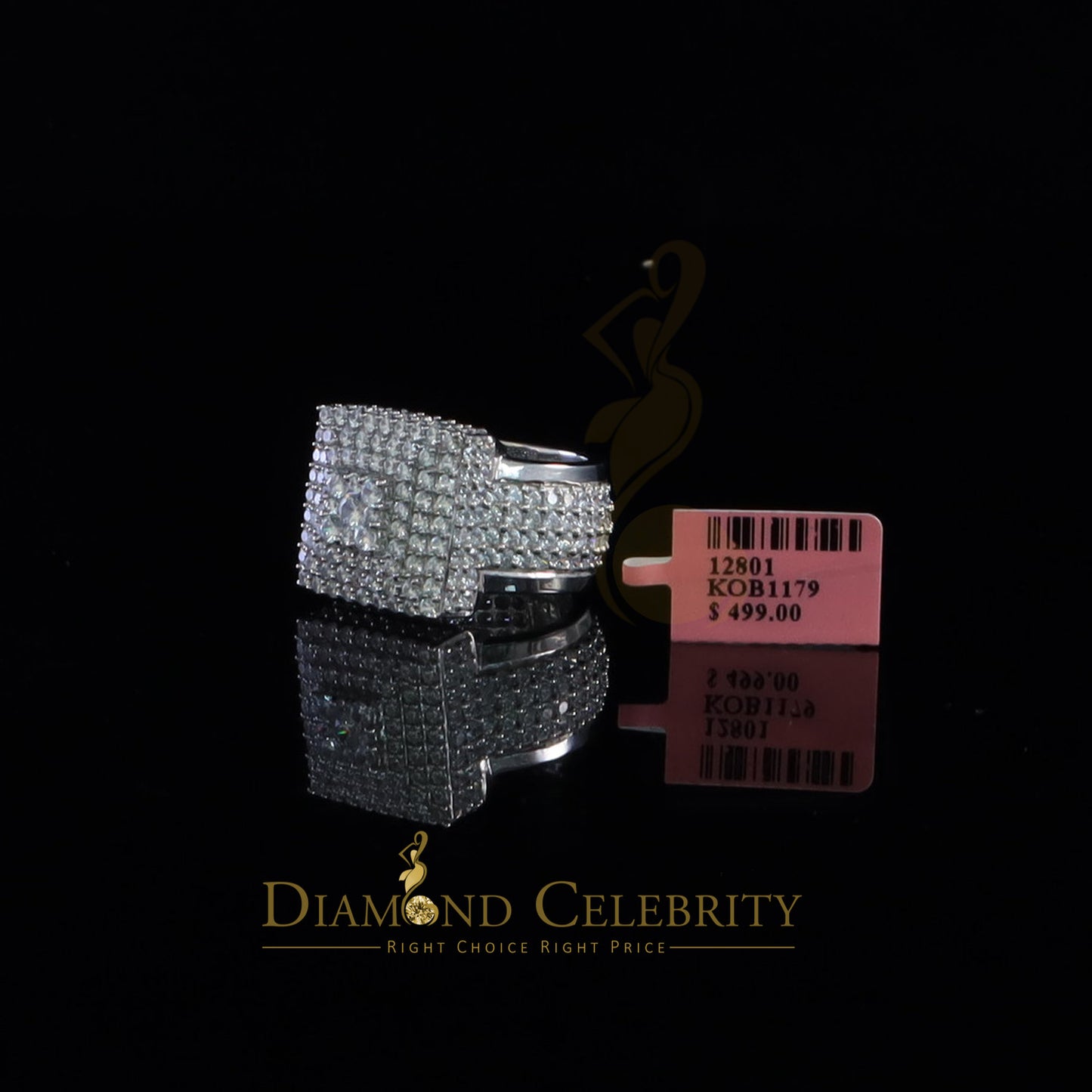 DiamondCelebritees 925 Sterling Silver White 14.0ct Cubic Zirconia Square Women's Gifts Ring Size 9