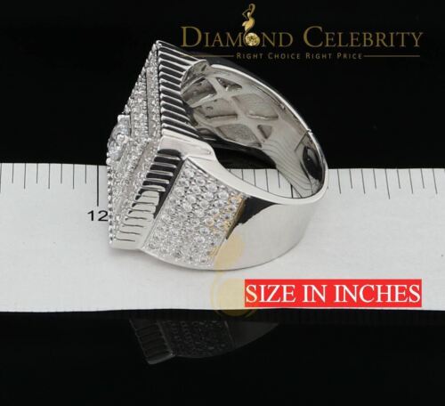 DiamondCelebritees Men's 6.25ct Cubic Zirconia White Silver Round Adjustable Ring From SZ 11 to 13