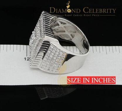 DiamondCelebritees Men's 6.25ct Cubic Zirconia White Silver Round Adjustable Ring From SZ 11 to 13