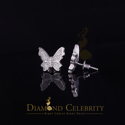 DiamondCelebritees  Butterfly Stud Earrings White 925 Sterling Silver Women's 0.50ct Cubic Zirconia