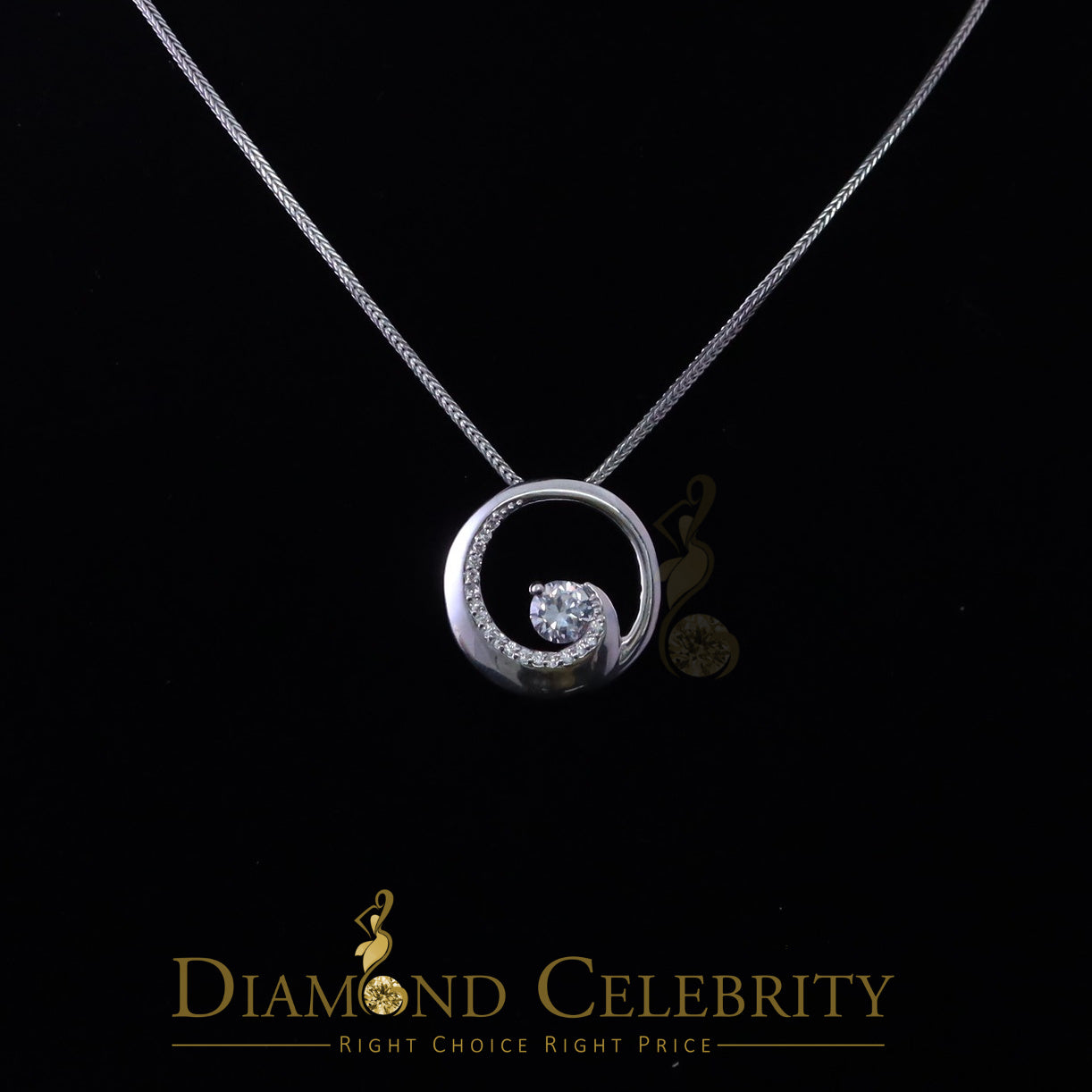 DiamondCelebritees Fancy Circle Shape 2.50ct Sterling Silver White Pendant Cubic Zirconia Stone