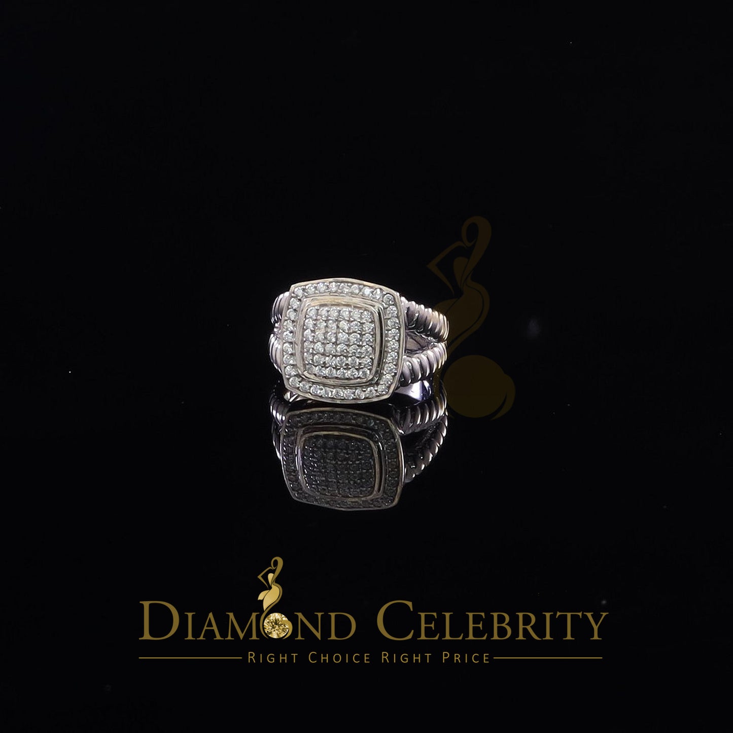 DiamondCelebritees 1.33ct White Silver Square Cubic Zirconia Womens Adjustable Ring From SZ 8 to 10