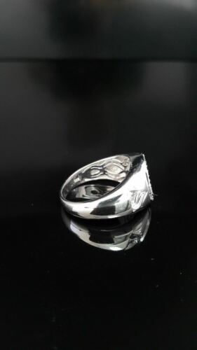 DiamondCelebritees 925 Silver White 1.50ct Cubic Zirconia Wide Oval Engagement Men's Ring Size 11