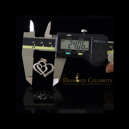 DiamondCelebritees  Two Tone Sterling Silver Yellow Double Heart Pendant 0.25ct Real Diamonds Stone