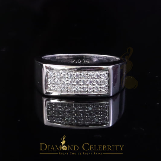 DiamondCelebritees Sterling Mens 0.81ct White Cubic Zirconia Silver Rectangle Fashion Ring Size 9