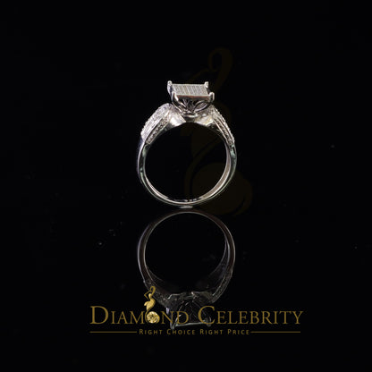 DiamondCelebritees 0.10CT Real Diamond 925 White Silver Engagement Womens Square Ring SZ 7