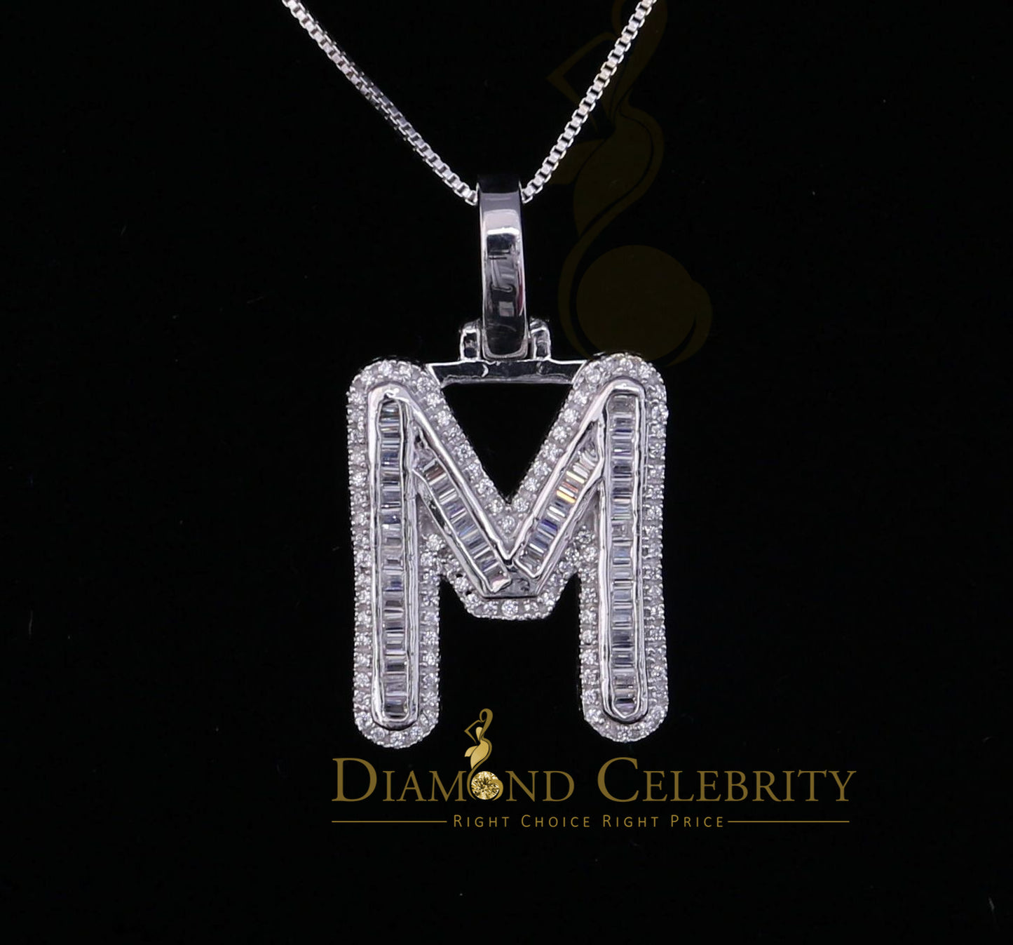 DiamondCelebritees White Bugutte Initial All Alphabet Sterling Silver Pendant with Cubic Zirconia