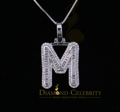 DiamondCelebritees White Bugutte Initial All Alphabet Sterling Silver Pendant with Cubic Zirconia
