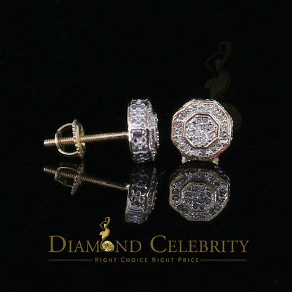 DiamondCelebritees Women's Stud In 925 Yellow Sterling Silver 0.10ct Diamond Stud Men's Earrings