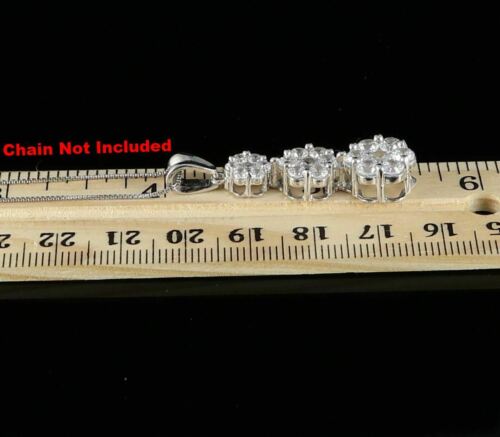 DiamondCelebritees Tripple Flower Shape White 925 Sterling Silver Pendant 5.83ct Cubic Zirconia