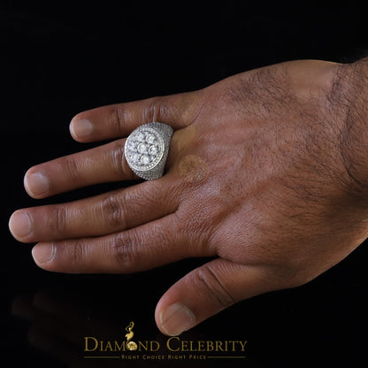 DiamondCelebritees Men's 12.5ct Cubic Zirconia white Silver Round Adjustable Ring From SZ 11 to13