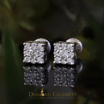 Diamondcelebritees Square Women & Men 925 Silver White 0.50ct VVS D Moissanite Square Stud Earring