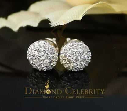 DiamondCelebritees 10K Real White Gold Real Diamond 0.55CT Men's/Women's Stud Round Earring