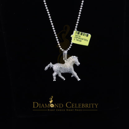 DiamondCelebritees  Real 0.33ct Diamond 925 Sterling Silver HORSE White Charm Necklace Pendant